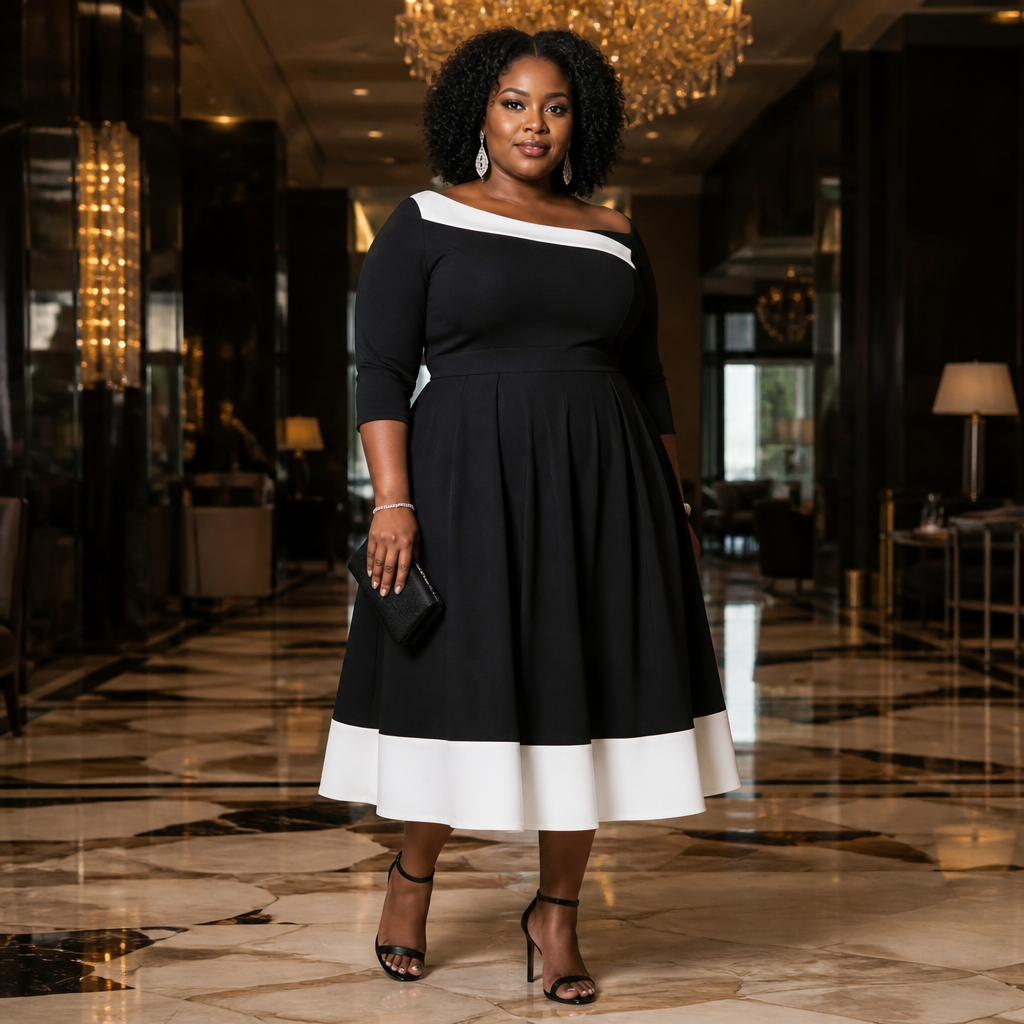 Plus Size Black and White Dresses for Every Occasion, From Work to Weddings