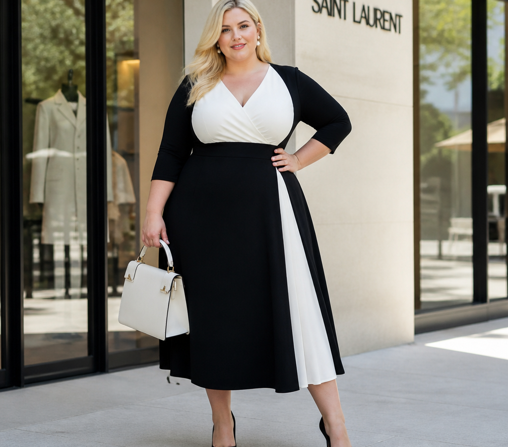 Plus Size Black and White Dresses for Every Occasion, From Work to Weddings