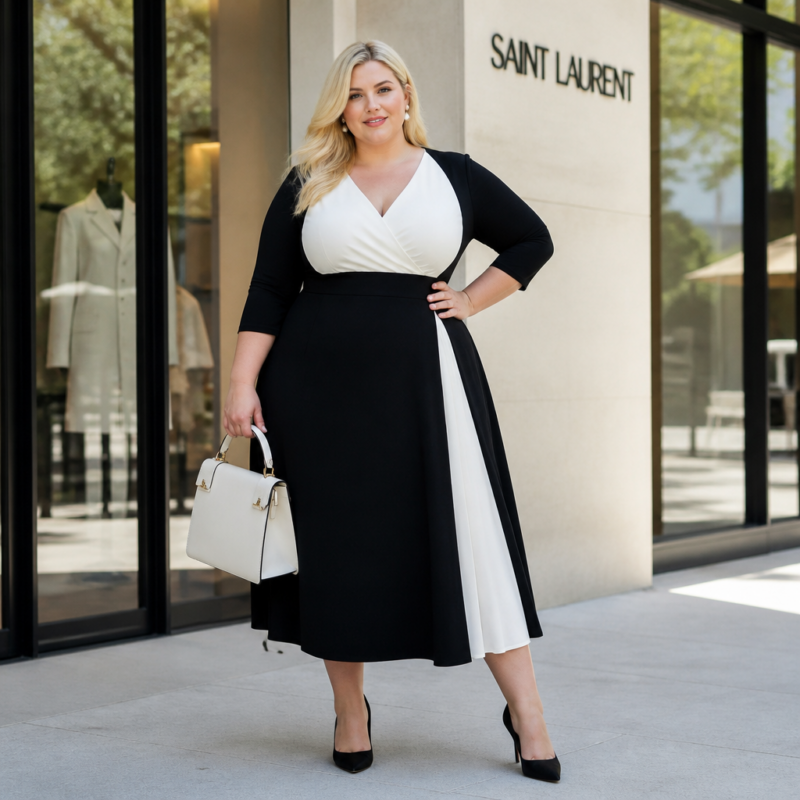 Plus Size Black and White Dresses for Every Occasion, From Work to Weddings