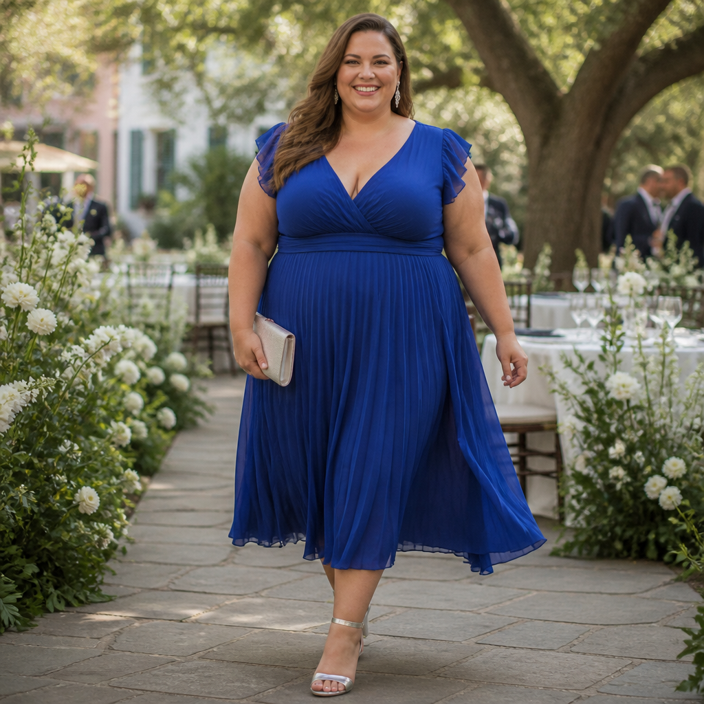 Elegant Plus Size Royal Blue Dress for Weddings, Galas, and Formal Nights Out