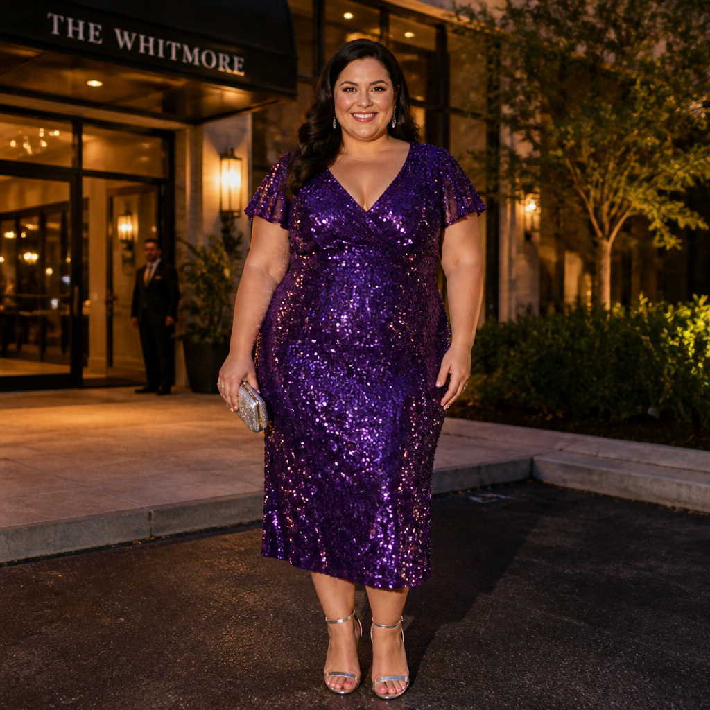 Purple Sequin Dress Plus Size Style Guide for Weddings, Parties, and Holiday Nights