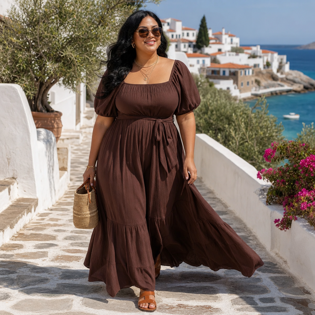 Brown Plus Size Maxi Dresses